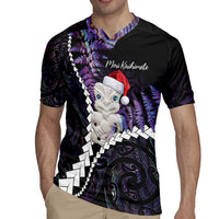 New Zealand Personalised Rugby Jersey Meri Kirihimete Kowhaiwhai Mix Paua Shell - Amethys