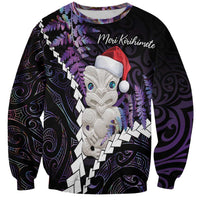 New Zealand Personalised Sweatshirt Meri Kirihimete Kowhaiwhai Mix Paua Shell - Amethys