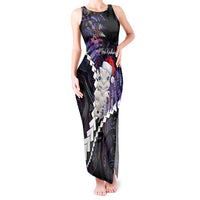 New Zealand Personalised Tank Maxi Dress Meri Kirihimete Kowhaiwhai Mix Paua Shell - Amethys LT7 Women Purple - Polynesian Pride