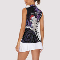 New Zealand Personalised Women Sleeveless Polo Shirt Meri Kirihimete Kowhaiwhai Mix Paua Shell - Amethys LT7 - Polynesian Pride