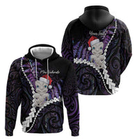 New Zealand Personalised Zip Hoodie Meri Kirihimete Kowhaiwhai Mix Paua Shell - Amethys LT7 - Polynesian Pride