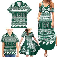 Hawaii Rainbow Warriors Christmas Family Matching Summer Maxi Dress and Hawaiian Shirt Kakau Motifs LT7 - Polynesian Pride
