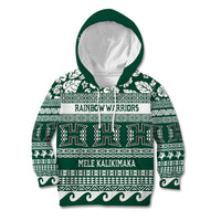 Hawaii Rainbow Warriors Christmas Kid Hoodie Kakau Motifs LT7 Hoodie Green - Polynesian Pride
