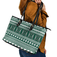 Hawaii Rainbow Warriors Christmas Leather Tote Bag Kakau Motifs LT7 - Polynesian Pride
