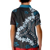 Bula Fiji Women's Day Kid Polo Shirt Indigo Masi Tapa