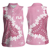 Bula Fiji Women's Day Women Sleeveless Polo Shirt Pink Masi Tapa