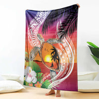 Polynesian Dreamy Turtle Blanket Sunset Scenery