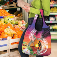 Polynesian Dreamy Turtle Grocery Bag Sunset Scenery