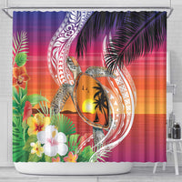 Polynesian Dreamy Turtle Shower Curtain Sunset Scenery
