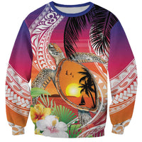 Polynesian Dreamy Turtle Sweatshirt Sunset Scenery