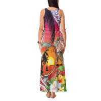 Polynesian Dreamy Turtle Tank Maxi Dress Sunset Scenery
