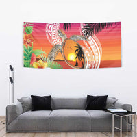 Polynesian Dreamy Turtle Tapestry Sunset Scenery