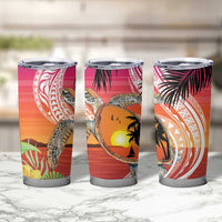 Polynesian Dreamy Turtle Tumbler Cup Sunset Scenery