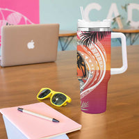 Polynesian Dreamy Turtle Tumbler With Handle Sunset Scenery
