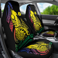 New Caledonia Kanaky Car Seat Cover Stylized Fleche Faitiere With Kagu Bird