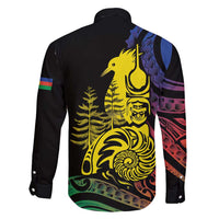 New Caledonia Kanaky Family Matching Short Sleeve Bodycon Dress and Hawaiian Shirt Stylized Fleche Faitiere With Kagu Bird