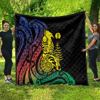 New Caledonia Kanaky Quilt Stylized Fleche Faitiere With Kagu Bird