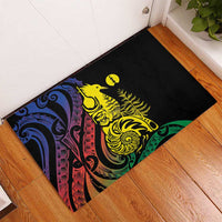 New Caledonia Kanaky Rubber Doormat Stylized Fleche Faitiere With Kagu Bird