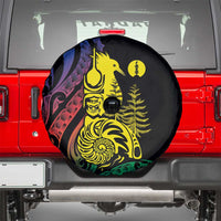New Caledonia Kanaky Spare Tire Cover Stylized Fleche Faitiere With Kagu Bird