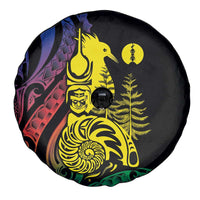 New Caledonia Kanaky Spare Tire Cover Stylized Fleche Faitiere With Kagu Bird