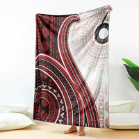 Bula Fiji Vintage Tapa Blanket Kaivity Masi Wave Motifs - Red