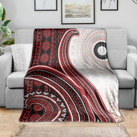 Bula Fiji Vintage Tapa Blanket Kaivity Masi Wave Motifs - Red