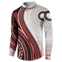 Bula Fiji Vintage Tapa Button Sweatshirt Kaivity Masi Wave Motifs - Red