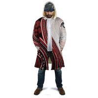Bula Fiji Vintage Tapa Cloak Kaivity Masi Wave Motifs - Red