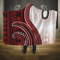 Bula Fiji Vintage Tapa Hooded Blanket Kaivity Masi Wave Motifs - Red