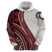 Bula Fiji Vintage Tapa Hoodie Kaivity Masi Wave Motifs - Red