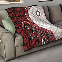 Bula Fiji Vintage Tapa Quilt Kaivity Masi Wave Motifs - Red