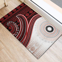 Bula Fiji Vintage Tapa Rubber Doormat Kaivity Masi Wave Motifs - Red