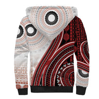 Bula Fiji Vintage Tapa Sherpa Hoodie Kaivity Masi Wave Motifs - Red