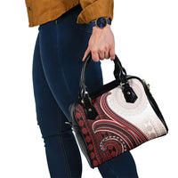 Bula Fiji Vintage Tapa Shoulder Handbag Kaivity Masi Wave Motifs - Red