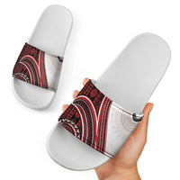 Bula Fiji Vintage Tapa Slide Sandals Kaivity Masi Wave Motifs - Red