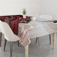 Bula Fiji Vintage Tapa Tablecloth Kaivity Masi Wave Motifs - Red