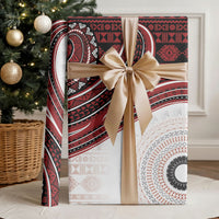 Bula Fiji Vintage Tapa Wrapping Paper Kaivity Masi Wave Motifs - Red