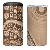 Bula Fiji Vintage Tapa 4 in 1 Can Cooler Tumbler Kaivity Masi Wave Motifs - Mocha