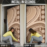 Bula Fiji Vintage Tapa Door Cover Kaivity Masi Wave Motifs - Mocha