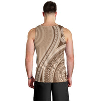 Bula Fiji Vintage Tapa Men Tank Top Kaivity Masi Wave Motifs - Mocha
