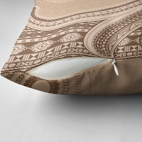 Bula Fiji Vintage Tapa Pillow Cover Kaivity Masi Wave Motifs - Mocha