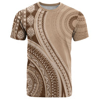 Bula Fiji Vintage Tapa T Shirt Kaivity Masi Wave Motifs - Mocha