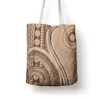Bula Fiji Vintage Tapa Tote Bag Kaivity Masi Wave Motifs - Mocha