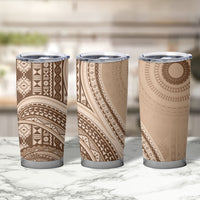 Bula Fiji Vintage Tapa Tumbler Cup Kaivity Masi Wave Motifs - Mocha