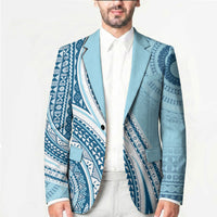 Bula Fiji Vintage Tapa Blazer Kaivity Masi Wave Motifs - Turquoise