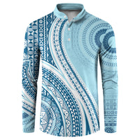 Bula Fiji Vintage Tapa Button Sweatshirt Kaivity Masi Wave Motifs - Turquoise