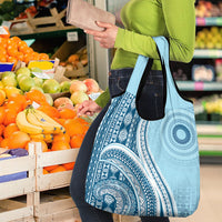 Bula Fiji Vintage Tapa Grocery Bag Kaivity Masi Wave Motifs - Turquoise