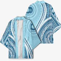 Bula Fiji Vintage Tapa Kimono Kaivity Masi Wave Motifs - Turquoise