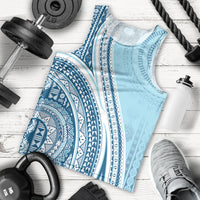 Bula Fiji Vintage Tapa Men Tank Top Kaivity Masi Wave Motifs - Turquoise