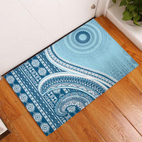 Bula Fiji Vintage Tapa Rubber Doormat Kaivity Masi Wave Motifs - Turquoise
